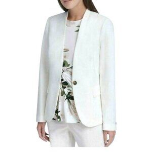 DKNY Off White Single Button Long Sleeve Gold Button Accent Casual Blazer Size 4
